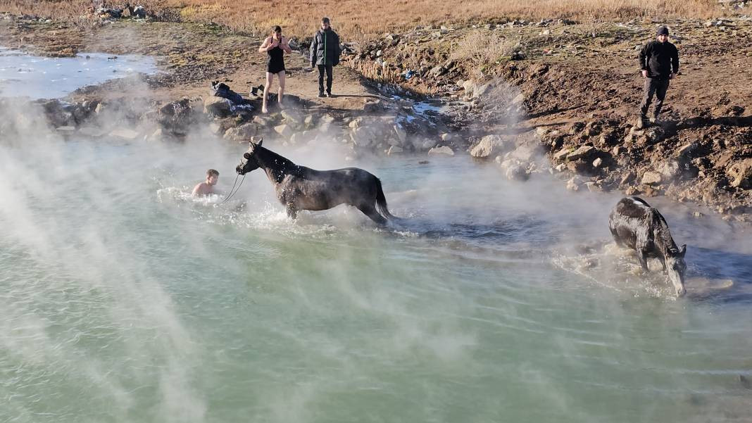 Burası Antartika değil Bitlis! Eksi 15 derecede atlarla kaplıca keyfi - Resim: 20